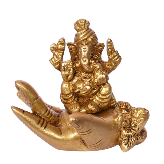 Pagri Ganesh Sitting On Hand (3 X 2.5 In)