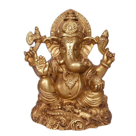 Ganesh Sitting On Designer Base (5 X 3.5 X 6.5 In)