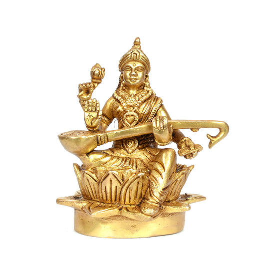Saraswati Sitting On Double Oval Base (5 In)