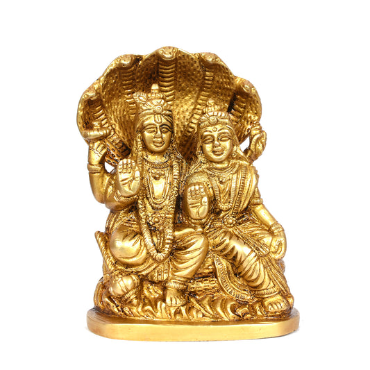 Vishnu Laxmi Sitting On Oval Base With Cobra Fine (5 In)