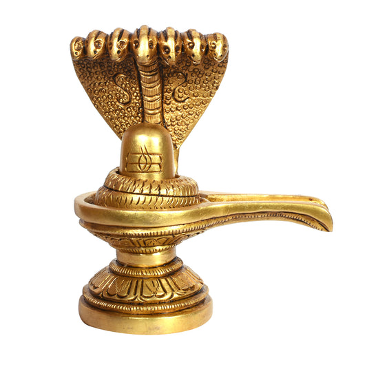Shivling With Snake (3.5 In) - Golden