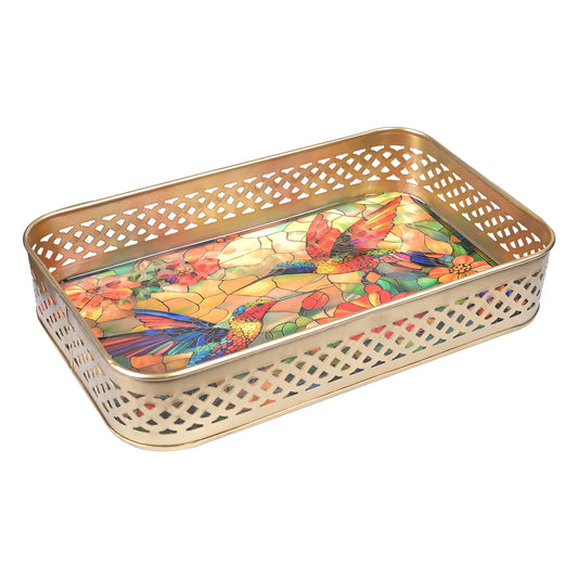 Metal Rectangular Tray - Birds