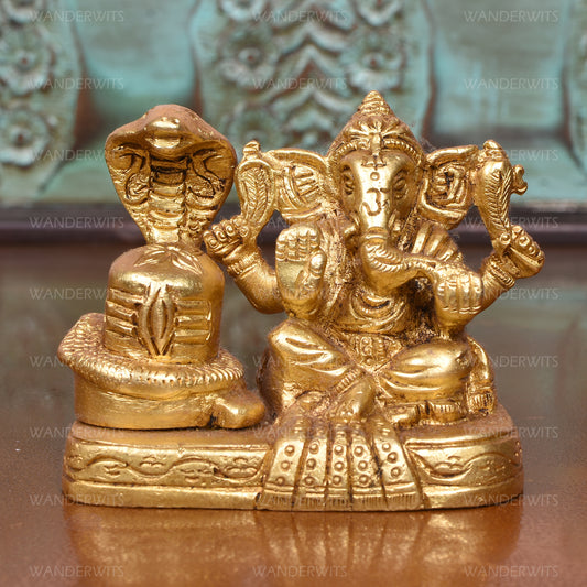 Ganesh Sitting With Shivling (3.5 X 3 In)