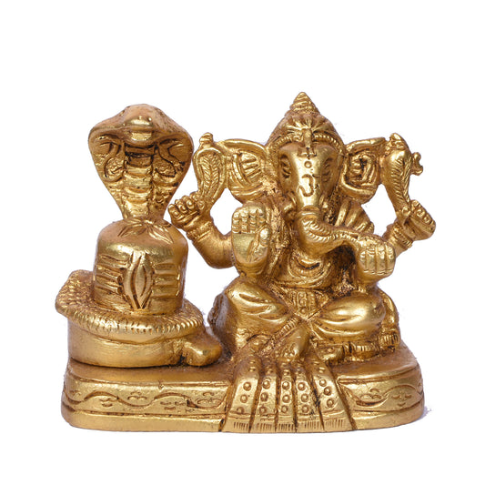 Ganesh Sitting With Shivling (3.5 X 3 In)