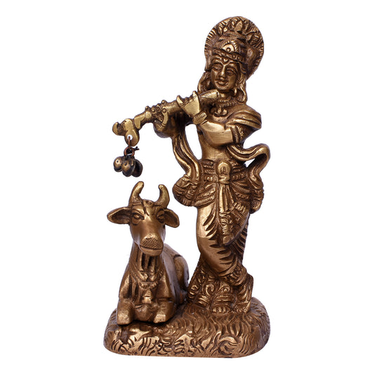 Krishna Standing With Cow On Designer Sq. Base (5 In)