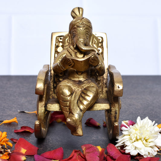 Ganesh Reading Book On Chair (4.5 In)