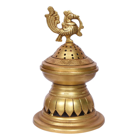 Peacock Lotus Incense Holder (6.75 In)