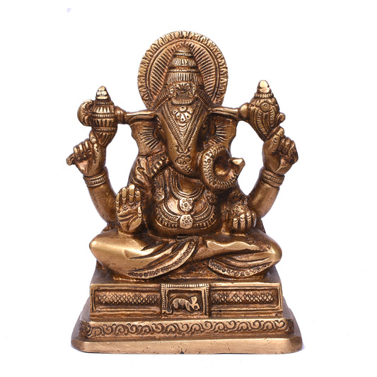 Ganesh Sitting With Coiled Trunk (5 In)