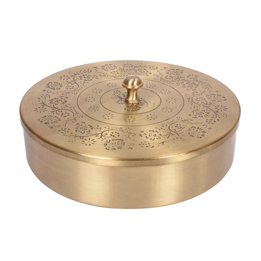 Masaladani With Floral Etching In Circular Design (7 In)