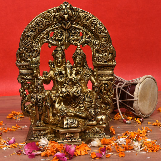 Shiv Parivaar Sitting On Base With Yelly Ring (9 In)