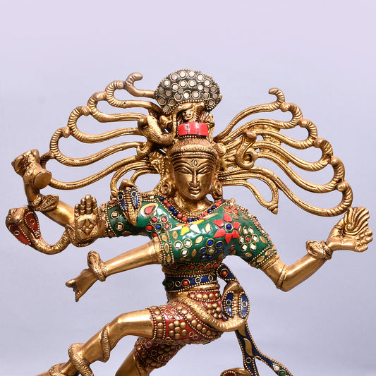 Shiva Dancing On Lotus Base (15.5 In)