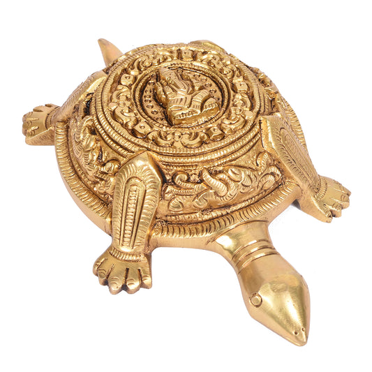 Tortoise With Ganesh Carving (4 X 7 X 1.2 In)