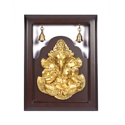 Brass Ganesha Plate Frame (12.5 In)