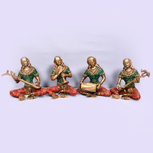 Musical Lady Set Of 4 With Stone Work (6 In)