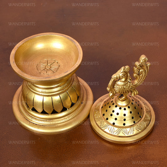 Peacock Lotus Incense Holder (6.75 In)