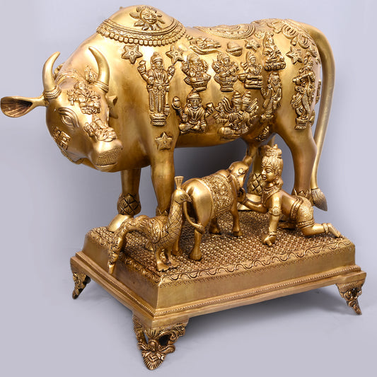 Cow With Calf On Designer Sq. Base (17 In)
