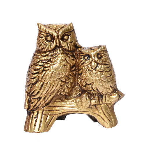 Owl Pair Sitting On Log (3 In)