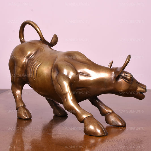Brass Fighting Bull (12.5 X 7.5 In)