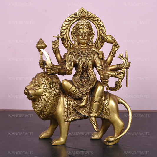 Durga Sitting On Lion Without Base (11.5 In)