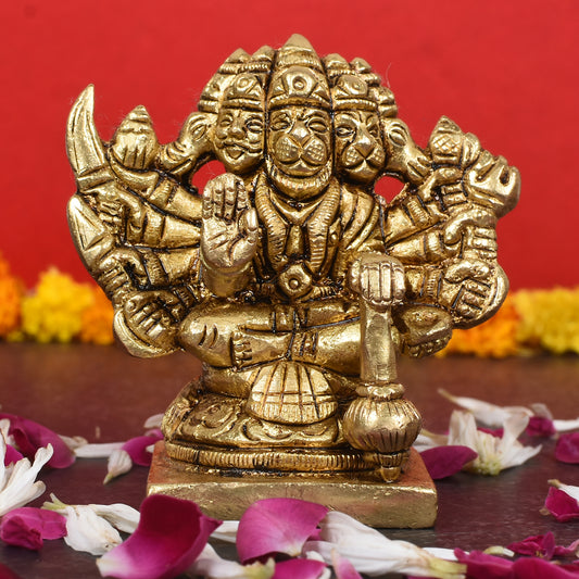 Hanuman Sitting With 5 Faces On Sq. Base (2.75 In)