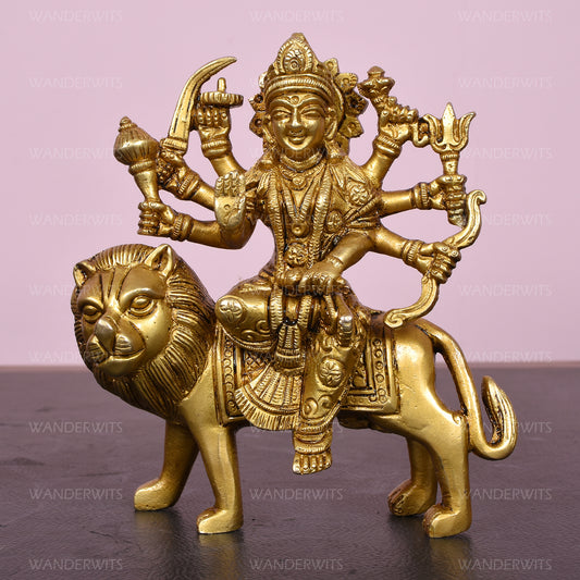 Durga Sitting On Lion W/Out Base Fine (6 In)