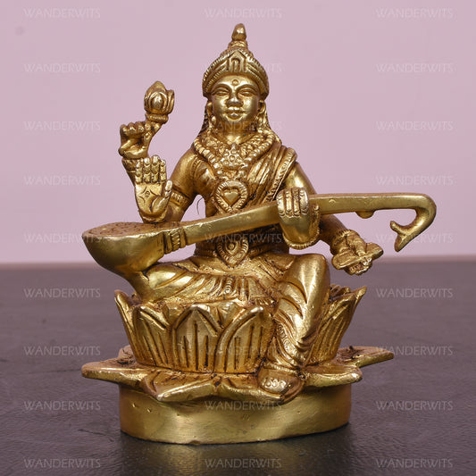 Saraswati Sitting On Double Oval Base (5 In)