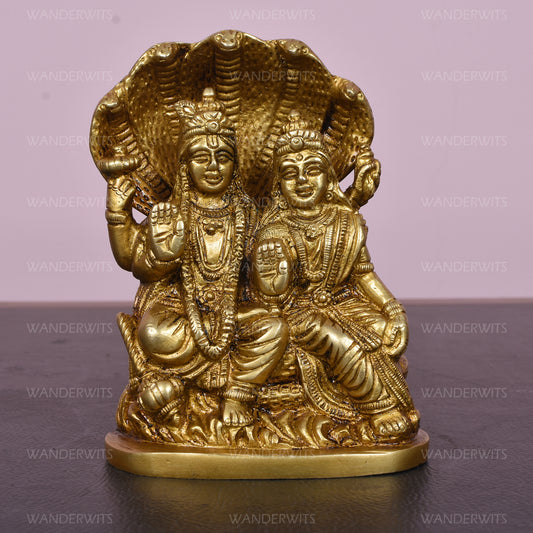 Vishnu Laxmi Sitting On Oval Base With Cobra Fine (5 In)