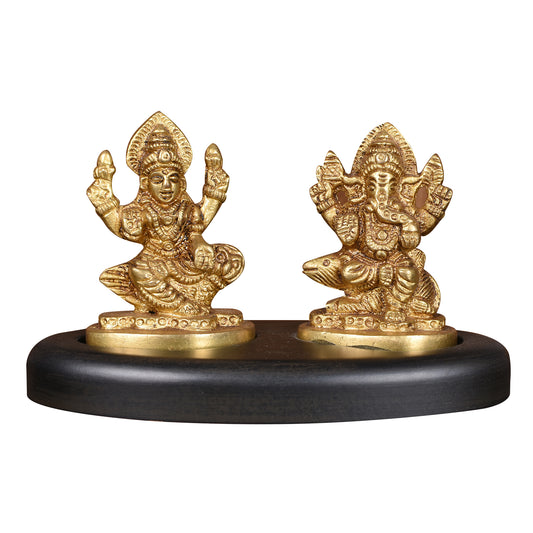 Brass Ganesha Laxmi On Oval Base (2.5 In)