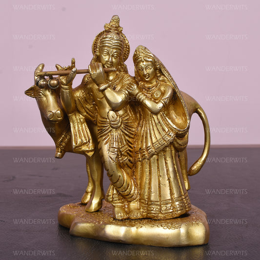 Radha Krishna Standing With Cow On Base (7 In)