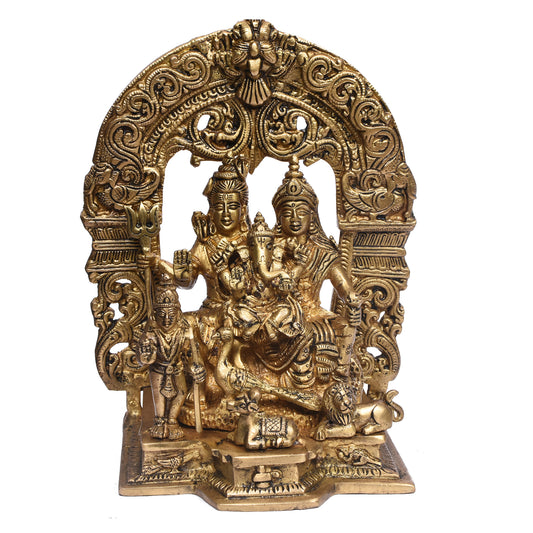Shiv Parivaar Sitting On Base With Yelly Ring (9 In)