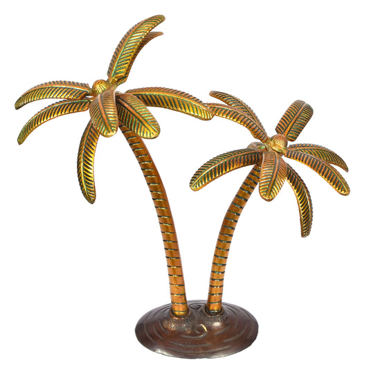 Brass Palm Tree on Rd. Base (9.5 In) - Antique