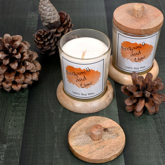 Wooden Base Soy Wax Candle - Set of 2