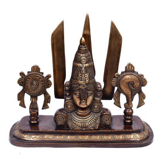 Balaji Bust With Shank Chakra & Tilak On Oval Base (13 X 10 In)