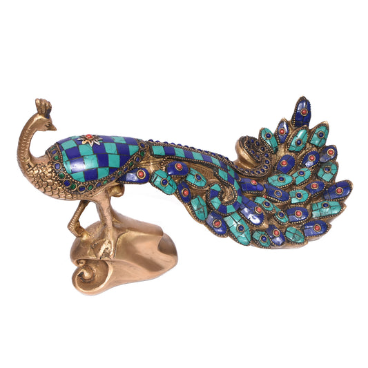 Peacock Standing On Rock Stone Work (11.5 X 7 In)