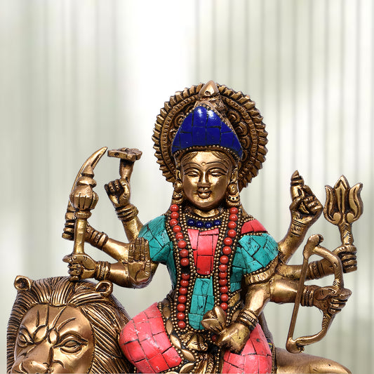 Durga Sitting On Lion Without Base (9 In)