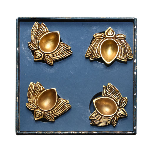 Oil Lamp Lotus Design (2.5 x 1.5 In) - Set of 4