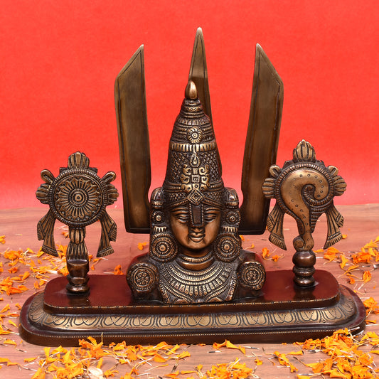 Balaji Bust With Shank Chakra & Tilak On Oval Base (13 X 10 In)