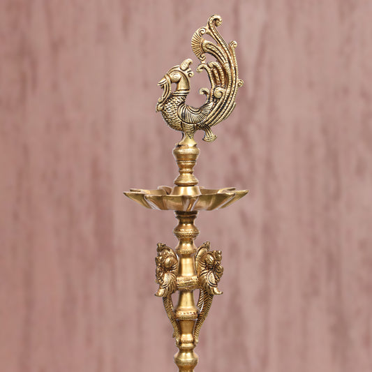 Peacock Oil Lamp (33 In)