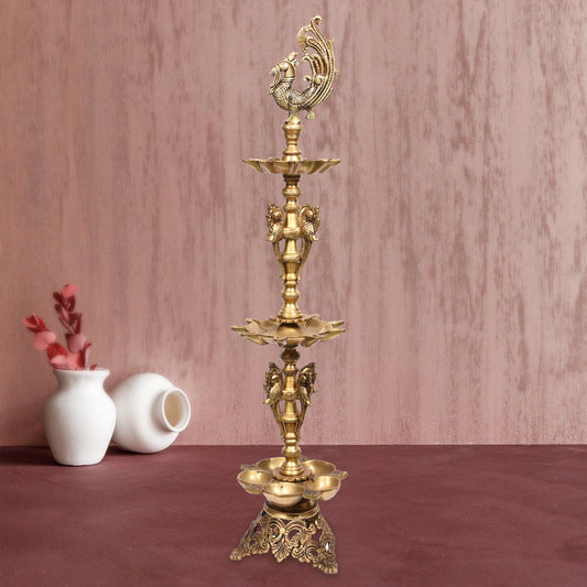 Peacock Oil Lamp (33 In)