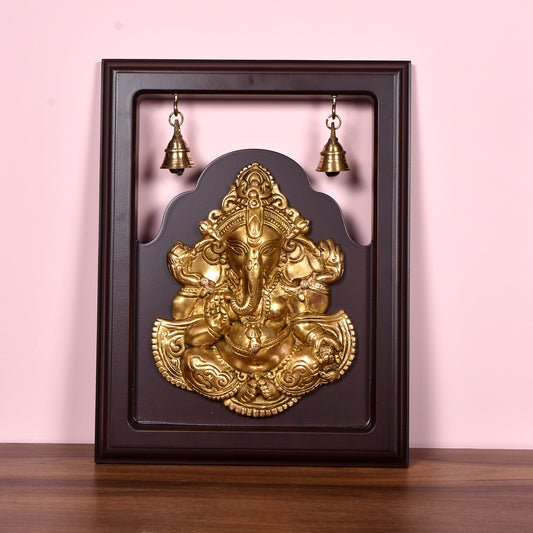 Brass Ganesha Plate Frame (12.5 In)