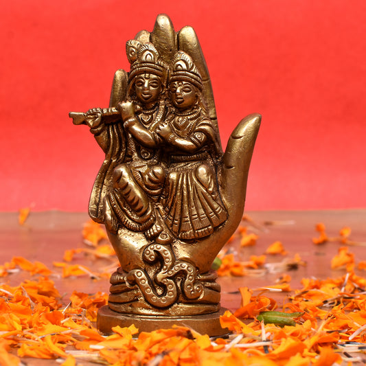 Radha Krishna Sitting On Hand (4 In)