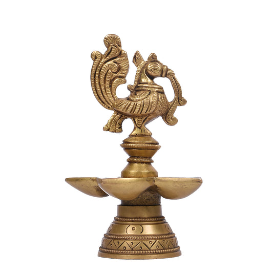 Peacock Oil Lamp With Round Base (5.5 In)