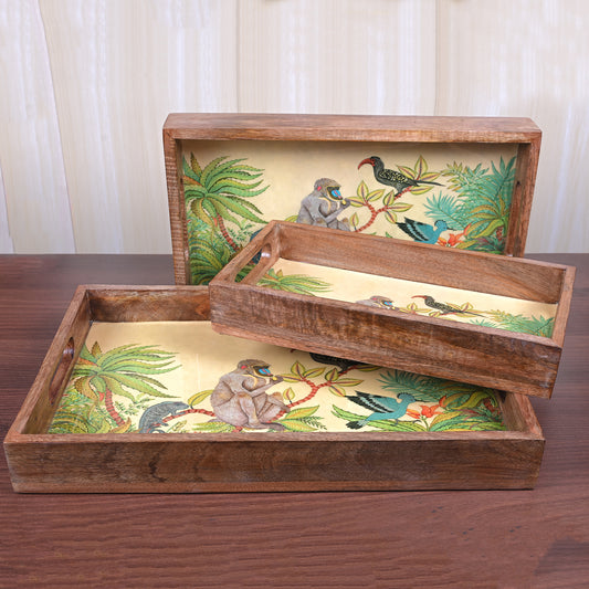 Wooden Tray (Set of 3) - Monkey