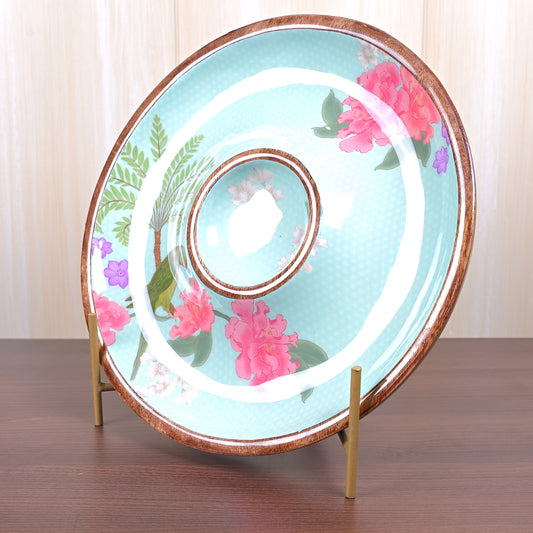 Wooden Chip & Dip (11 In) - Blue - Round