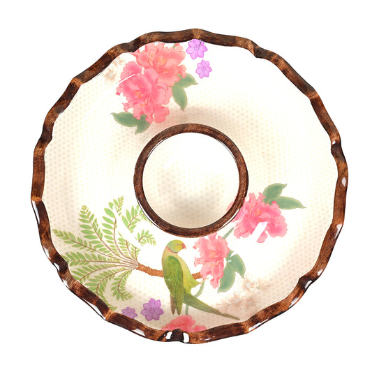 Wooden Chip & Dip (11 In) - White - Flower