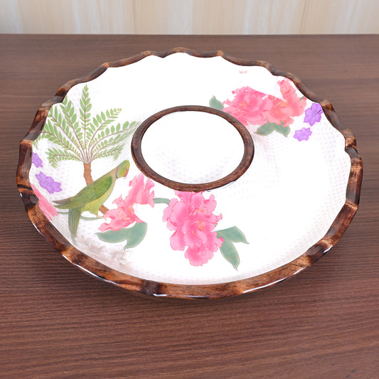 Wooden Chip & Dip (11 In) - White - Flower