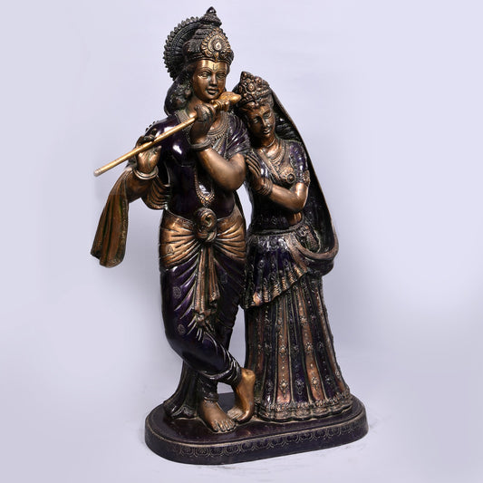 Radha Krishna Standing On Oval Base (24 In)